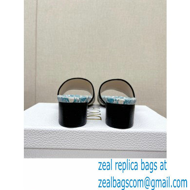 dior Gold-Tone Embroidered Cotton with Metallic Thread and Duck Blue Dior Brocart Motif Dway Heeled Slide 2023