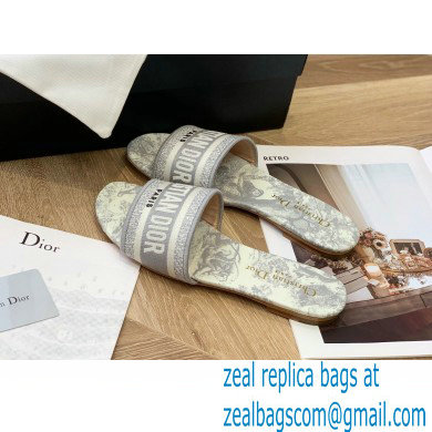 dior Gray Toile de Jouy Embroidered Cotton dway Slide 2023 - Click Image to Close