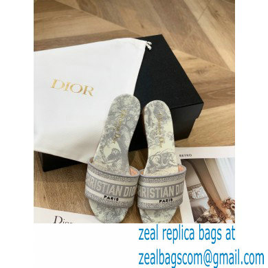 dior Gray Toile de Jouy Embroidered Cotton dway Slide 2023