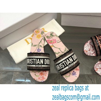 dior Powder Pink Multicolor Embroidered Cotton with Dior Petites Fleurs Motif dway Slide 2023 - Click Image to Close