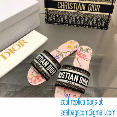 dior Powder Pink Multicolor Embroidered Cotton with Dior Petites Fleurs Motif dway Slide 2023 - Click Image to Close