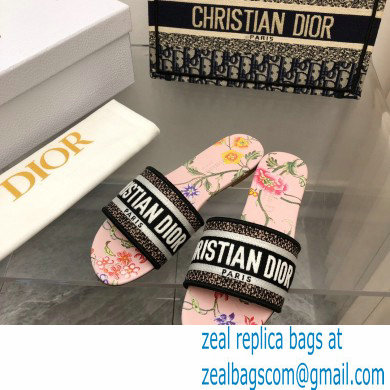 dior Powder Pink Multicolor Embroidered Cotton with Dior Petites Fleurs Motif dway Slide 2023