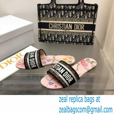 dior Powder Pink Multicolor Embroidered Cotton with Dior Petites Fleurs Motif dway Slide 2023