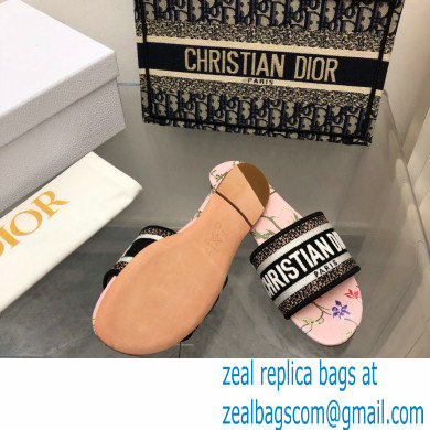 dior Powder Pink Multicolor Embroidered Cotton with Dior Petites Fleurs Motif dway Slide 2023