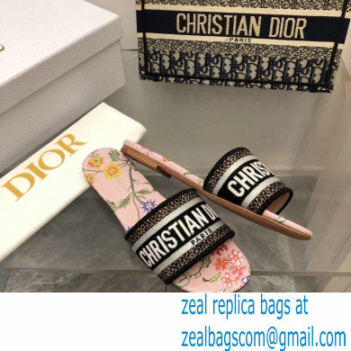 dior Powder Pink Multicolor Embroidered Cotton with Dior Petites Fleurs Motif dway Slide 2023 - Click Image to Close