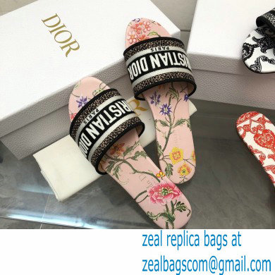 dior Powder Pink Multicolor Embroidered Cotton with Dior Petites Fleurs Motif dway Slide 2023 - Click Image to Close