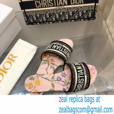 dior Powder Pink Multicolor Embroidered Cotton with Dior Petites Fleurs Motif dway Slide 2023