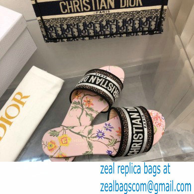 dior Powder Pink Multicolor Embroidered Cotton with Dior Petites Fleurs Motif dway Slide 2023 - Click Image to Close