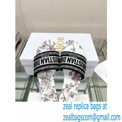 dior White Multicolor Embroidered Cotton with Dior Jardin Botanique Motif dway Slide 2023