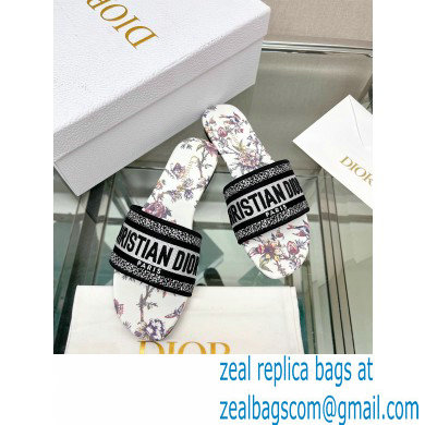 dior White Multicolor Embroidered Cotton with Dior Jardin Botanique Motif dway Slide 2023