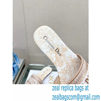 dior White and Gold-Tone Cotton Embroidered with Dior Jardin d'Hiver Motif in Gold-Tone Metallic Thread Dway Slide 2023