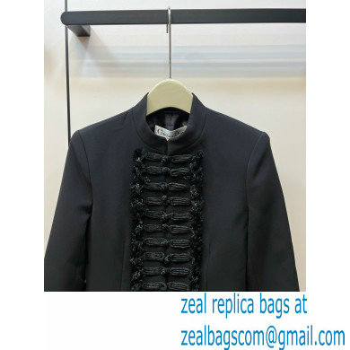 dior black Wool and Silk Brandenburg Fitted Jacket 2023
