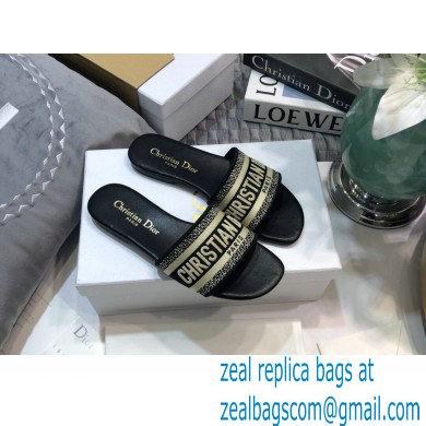 dior deep blue Embroidered Cotton Dway Slide 2023