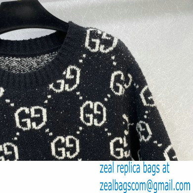 gucci GG jacquard short sleeve dress black 731720 2023