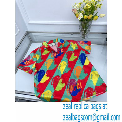 gucci multicolor Bunny print silk twill shirt and short 2023