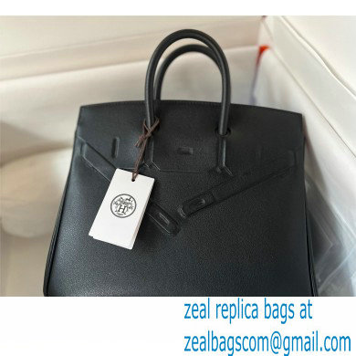 hermes birkin shadow 25/30 bag black in swift leather(handmade)