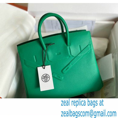 hermes birkin shadow 25/30 bag green in swift leather(handmade)