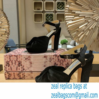 jimmy choo Heloise120 Black Velvet Platform Sandals 2023 - Click Image to Close