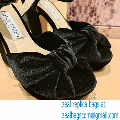 jimmy choo Heloise120 Black Velvet Platform Sandals 2023