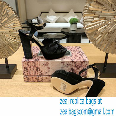 jimmy choo Heloise120 Black Velvet Platform Sandals 2023 - Click Image to Close