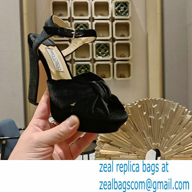 jimmy choo Heloise120 Black Velvet Platform Sandals 2023