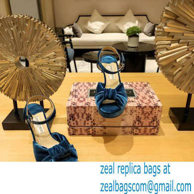 jimmy choo Heloise120 blue Velvet Platform Sandals 2023