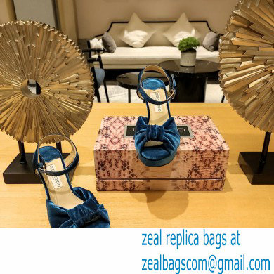 jimmy choo Heloise120 blue Velvet Platform Sandals 2023 - Click Image to Close