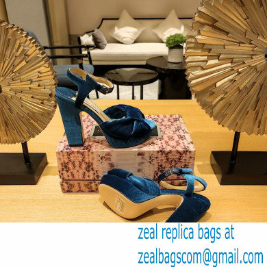 jimmy choo Heloise120 blue Velvet Platform Sandals 2023 - Click Image to Close