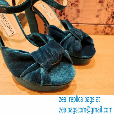 jimmy choo Heloise120 blue Velvet Platform Sandals 2023