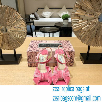 jimmy choo Heloise120 pink Velvet Platform Sandals 2023 - Click Image to Close