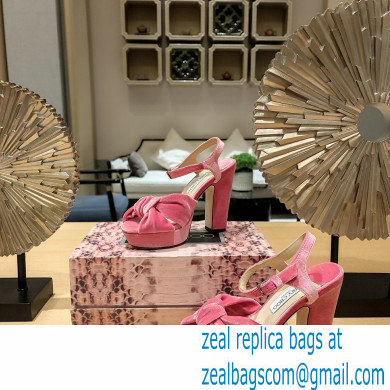 jimmy choo Heloise120 pink Velvet Platform Sandals 2023