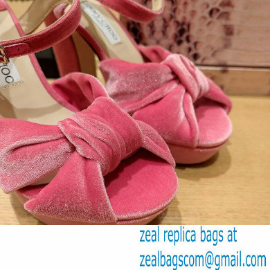 jimmy choo Heloise120 pink Velvet Platform Sandals 2023 - Click Image to Close