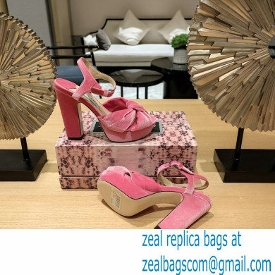 jimmy choo Heloise120 pink Velvet Platform Sandals 2023 - Click Image to Close