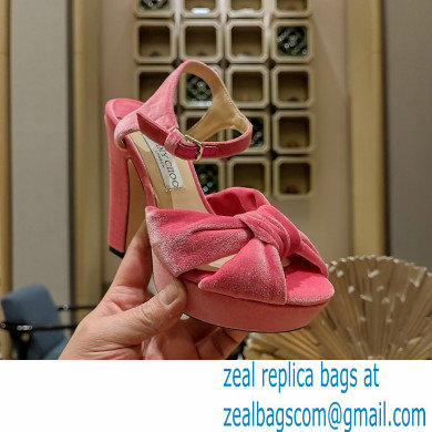 jimmy choo Heloise120 pink Velvet Platform Sandals 2023 - Click Image to Close