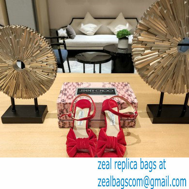 jimmy choo Heloise120 red Velvet Platform Sandals 2023