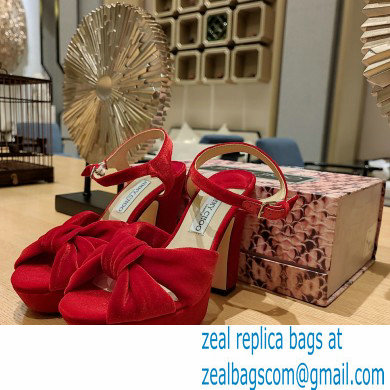 jimmy choo Heloise120 red Velvet Platform Sandals 2023 - Click Image to Close