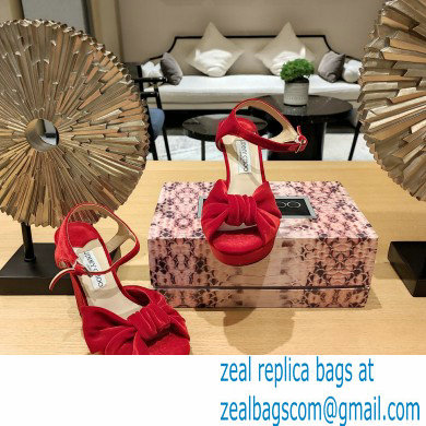 jimmy choo Heloise120 red Velvet Platform Sandals 2023