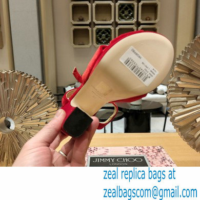 jimmy choo Heloise120 red Velvet Platform Sandals 2023 - Click Image to Close
