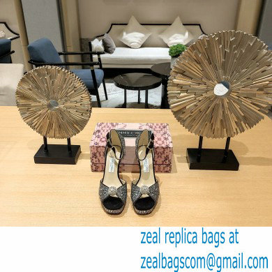 jimmy choo Socorie 120 black Crystal Platform Sandals with Crystal Sphere 2023
