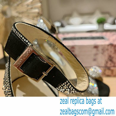 jimmy choo Socorie 120 black Crystal Platform Sandals with Crystal Sphere 2023