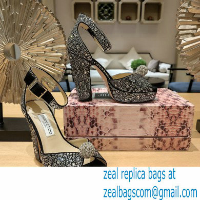 jimmy choo Socorie 120 black Crystal Platform Sandals with Crystal Sphere 2023