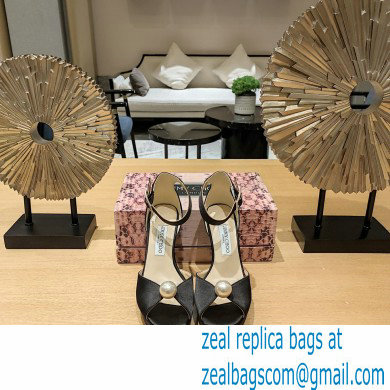 jimmy choo Socorie 120 black Satin Platform Sandals with Pearl Detailing 2023