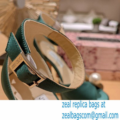jimmy choo Socorie 120 green Satin Platform Sandals with Pearl Detailing 2023