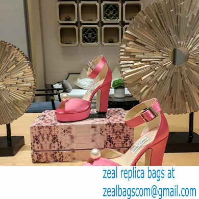 jimmy choo Socorie 120 pink Satin Platform Sandals with Pearl Detailing 2023 - Click Image to Close