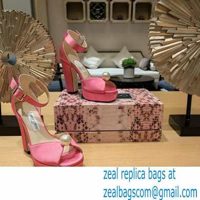 jimmy choo Socorie 120 pink Satin Platform Sandals with Pearl Detailing 2023 - Click Image to Close