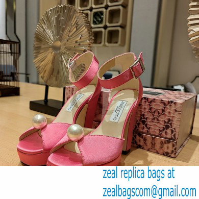 jimmy choo Socorie 120 pink Satin Platform Sandals with Pearl Detailing 2023