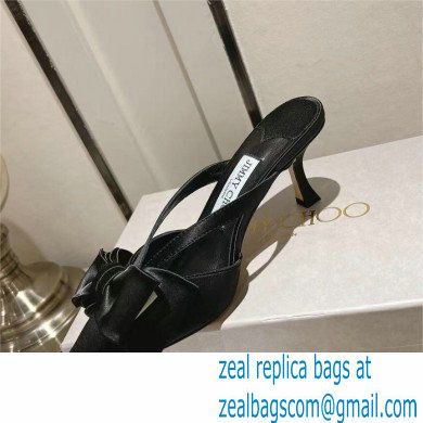 jimmy choo heel 6.5cm black Satin Flaca Mules with Bow 2023