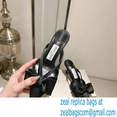 jimmy choo heel 6.5cm black Satin Flaca Mules with Bow 2023