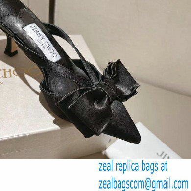 jimmy choo heel 6.5cm black Satin Flaca Mules with Bow 2023 - Click Image to Close