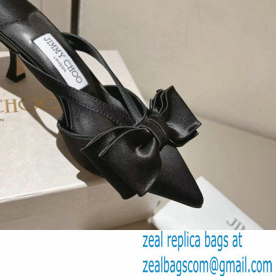 jimmy choo heel 6.5cm black Satin Flaca Mules with Bow 2023